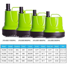 Load image into Gallery viewer, FREESEA 1100 GPH 100W Submersible Water Pump for Pond Aquarium Hydroponics Fish Tank Fountain Waterfall