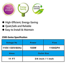 Load image into Gallery viewer, FREESEA 1100 GPH 100W Submersible Water Pump for Pond Aquarium Hydroponics Fish Tank Fountain Waterfall