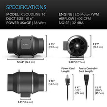 Load image into Gallery viewer, AC Infinity CLOUDLINE T6, Quiet 6” Inline Duct Fan with Temperature Humidity Controller