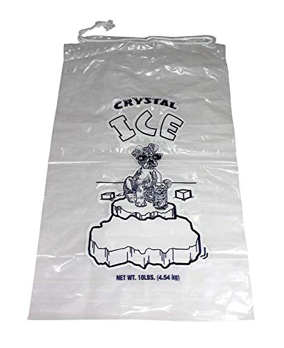 10 lb. Drawstring Ice Bags 100 Pack Heavy-Duty, Puncture-Resistant EVA