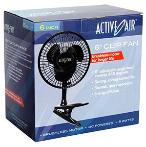 Active Air 5W Brushless Motor 6-Inch Clip On Fan (2 Pack)
