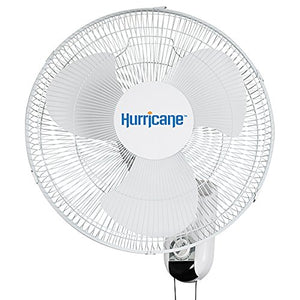 Hurricane Wall Mount Fan 16 Inch, Classic Series, 90 Degree Oscillation 3 Speed Settings, Adjustable Tilt-ETL Listed, 16-Inch, White